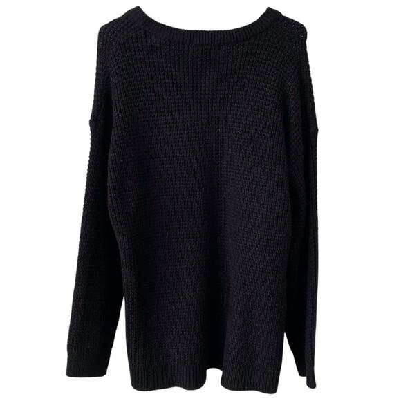 NEW WHAT'S NEXT? Chunky Knit V Neck Sweater Black Size 4X Long Sleeve Winter - Picture 2 of 3